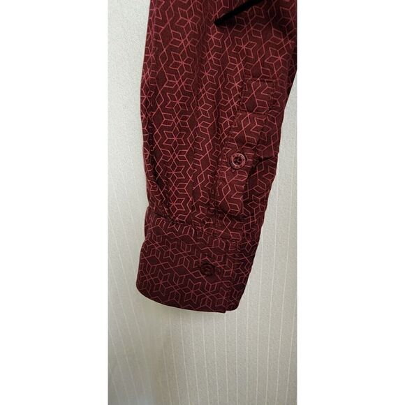 RVCA Mens Striped Button-Down Burgundy Regular Fit Size Small - Picture 6 of 8